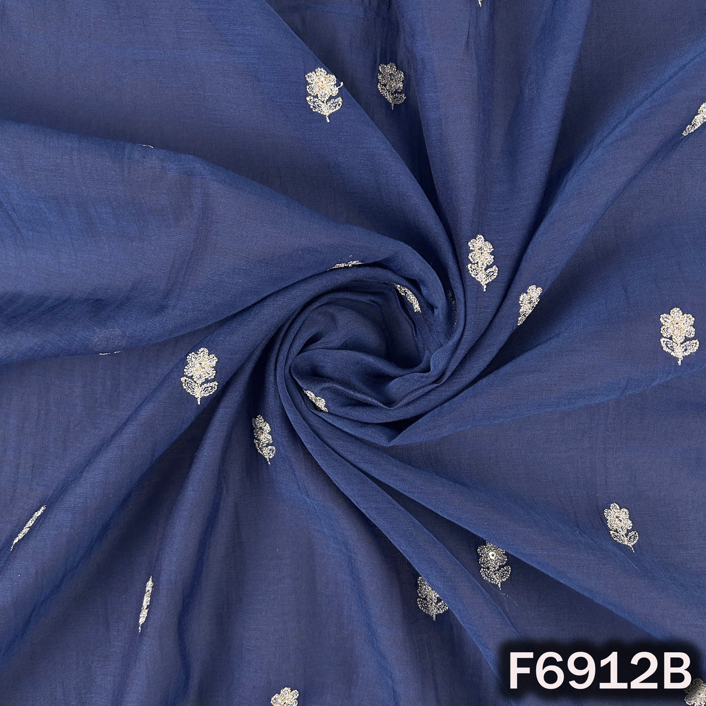Zari Sequins Work Mul Chanderi Fabric - F6912