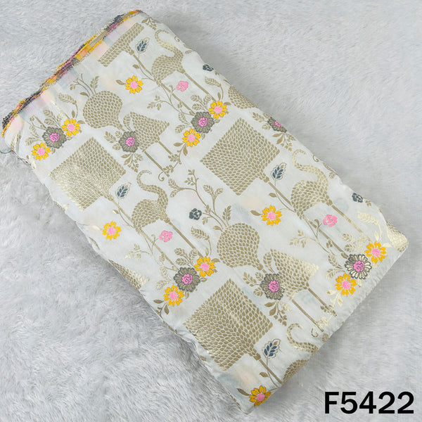 Zari Work Dola SIlk Fabric - F5422