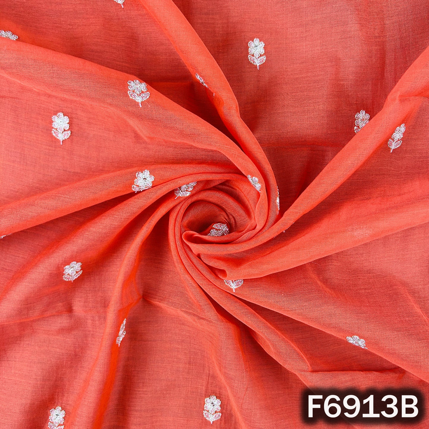 Zari Sequins Work Mul Chanderi Fabric - F6913