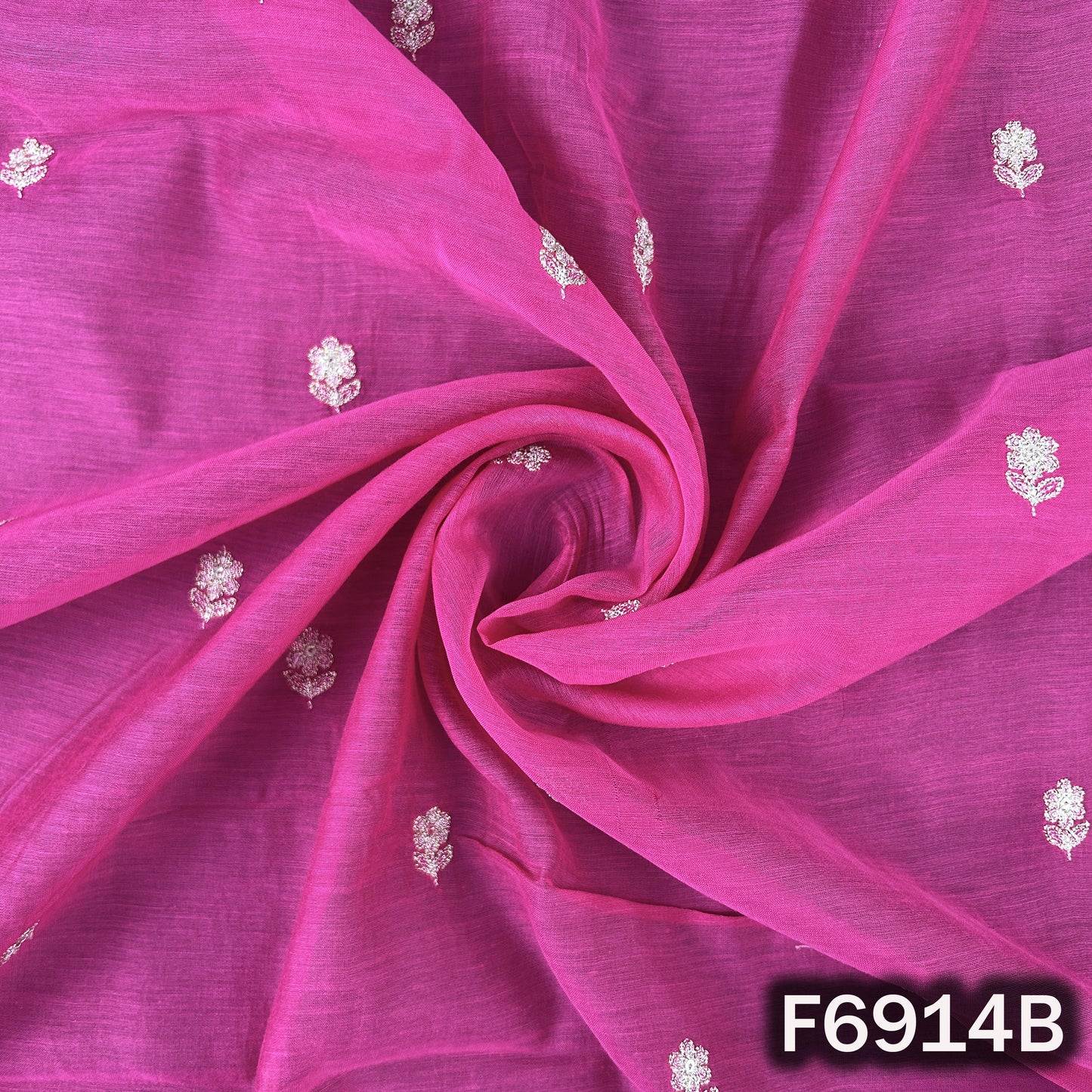 Zari Sequins Work Mul Chanderi Fabric - F6914