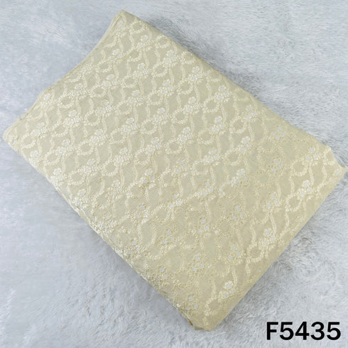 Zari Weave Pure Monga Silk Fabric - F5435