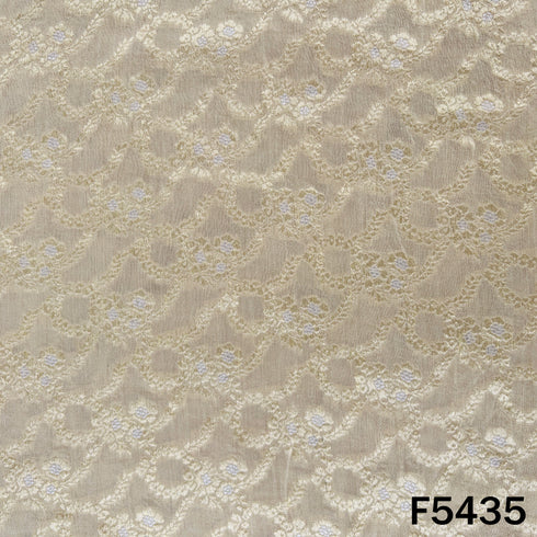 Zari Weave Pure Monga Silk Fabric - F5435