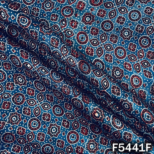 Ajrakh Print Modal Satin Fabric - F5441