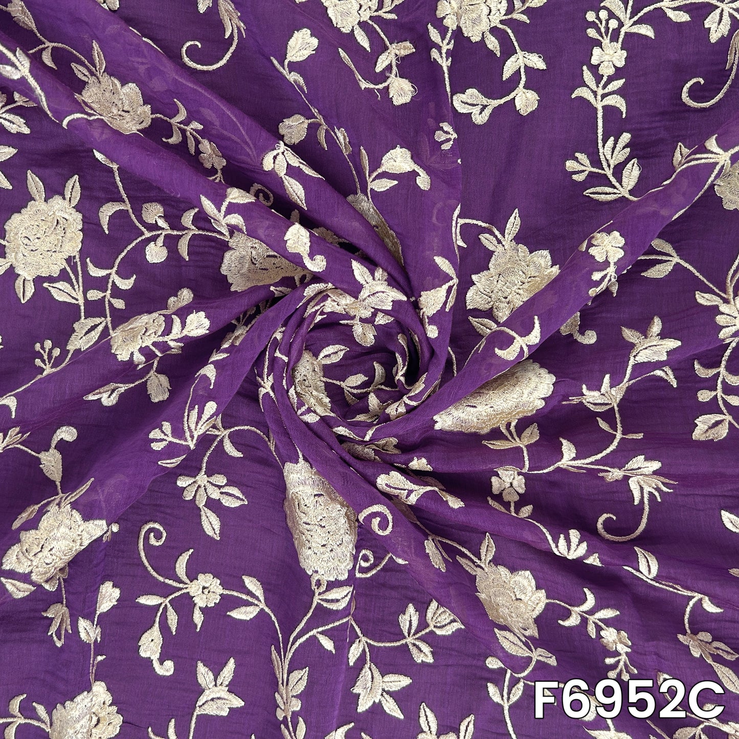 Thread Embroidered Mul Chanderi Fabric - F6952