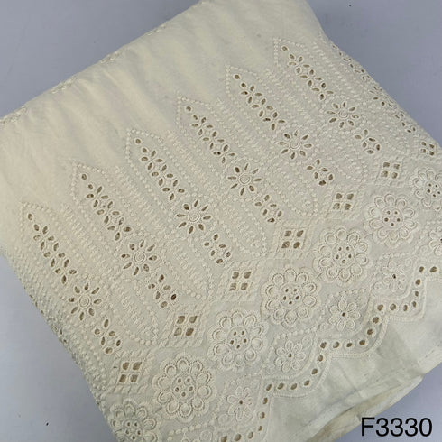 Dyeable Cut Work Chikankari Cotton Fabric-F3330