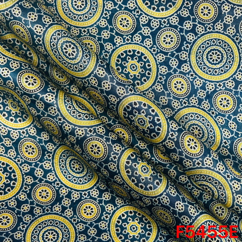 Ajrakh Print Gajji Silk Fabric - F5455