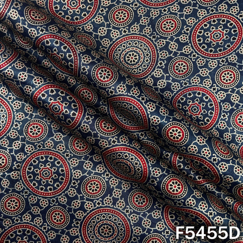 Ajrakh Print Gajji Silk Fabric - F5455