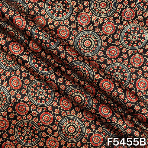 Ajrakh Print Gajji Silk Fabric - F5455