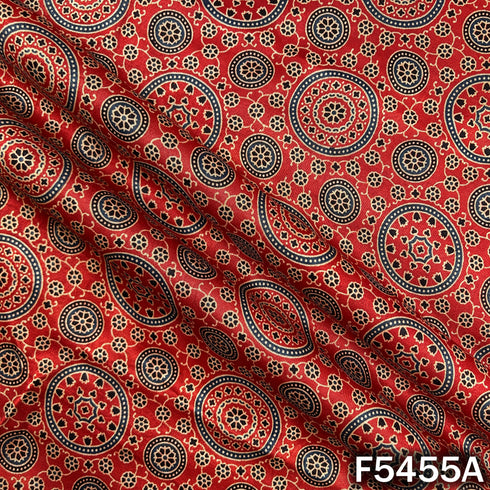 Ajrakh Print Gajji Silk Fabric - F5455