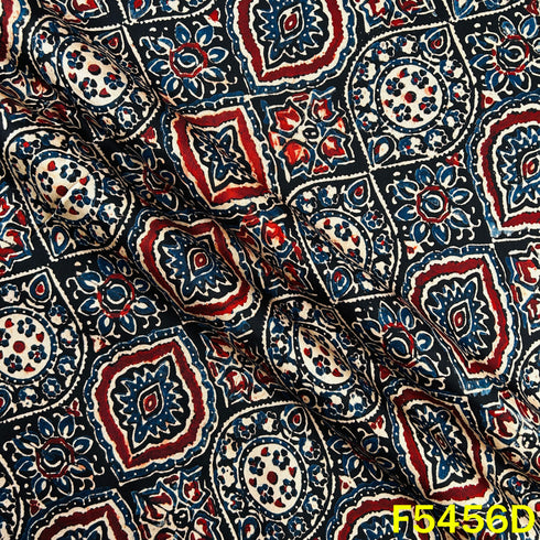 Ajrakh Print Gajji Silk Fabric - F5456