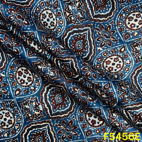 Ajrakh Print Gajji Silk Fabric - F5456
