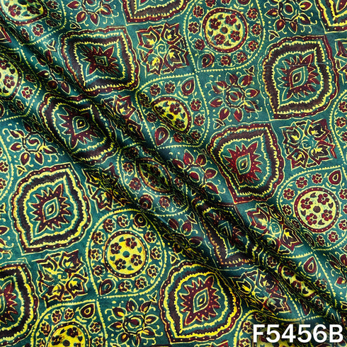 Ajrakh Print Gajji Silk Fabric - F5456