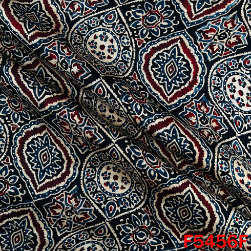 Ajrakh Print Gajji Silk Fabric - F5456