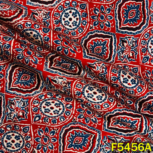 Ajrakh Print Gajji Silk Fabric - F5456