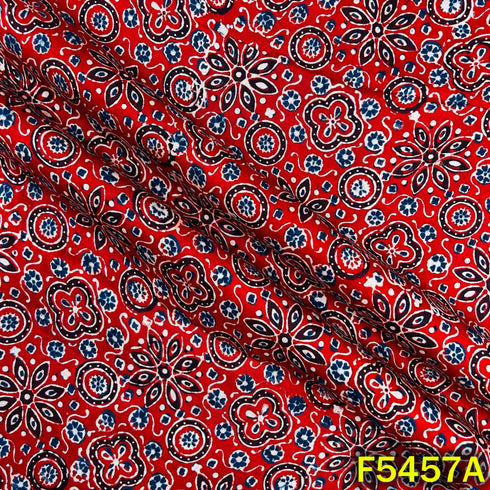 Ajrakh Print Gajji Silk Fabric - F5457