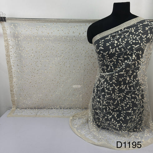 Dyeable Zari Thread Sequins Embroidered Net Dupatta-D1195