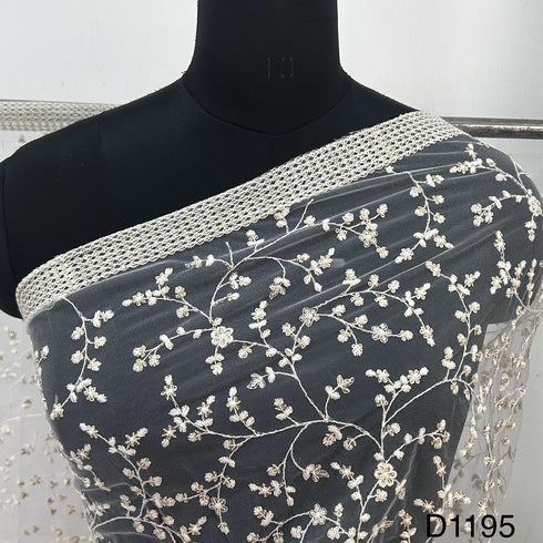 Dyeable Zari Thread Sequins Embroidered Net Dupatta-D1195