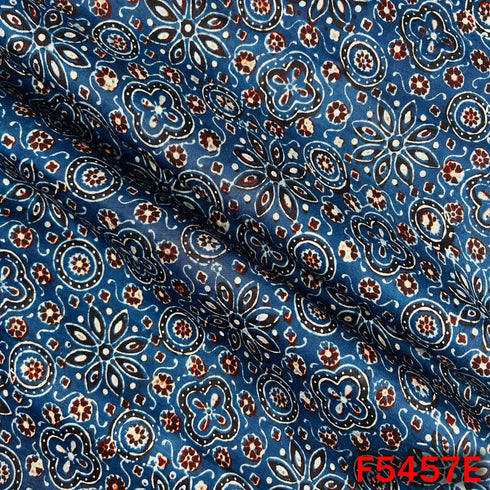Ajrakh Print Gajji Silk Fabric - F5457