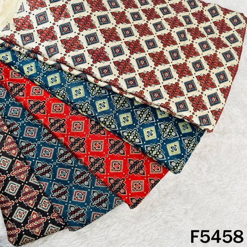 Ajrakh Print Gajji Silk Fabric - F5458