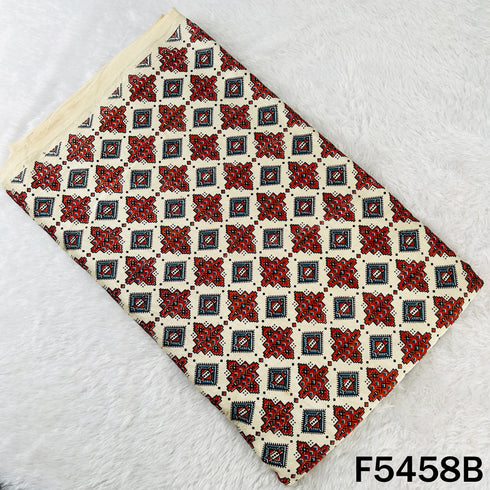 Ajrakh Print Gajji Silk Fabric - F5458