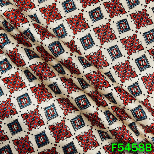 Ajrakh Print Gajji Silk Fabric - F5458