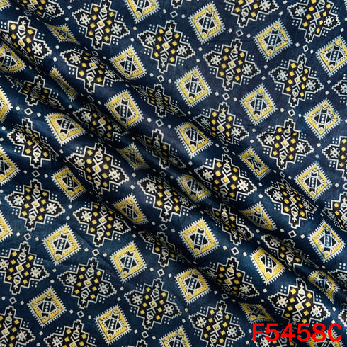 Ajrakh Print Gajji Silk Fabric - F5458
