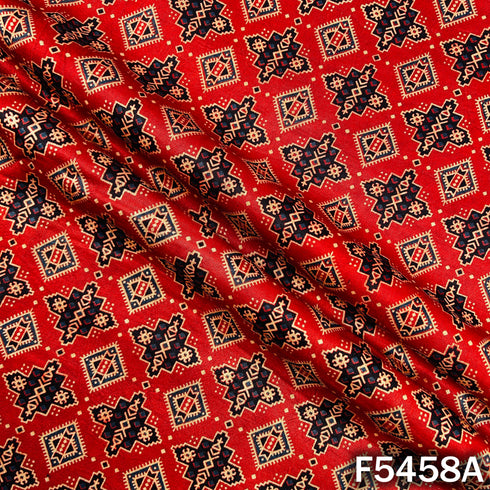 Ajrakh Print Gajji Silk Fabric - F5458