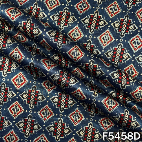 Ajrakh Print Gajji Silk Fabric - F5458