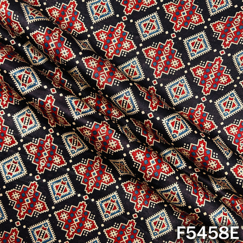 Ajrakh Print Gajji Silk Fabric - F5458