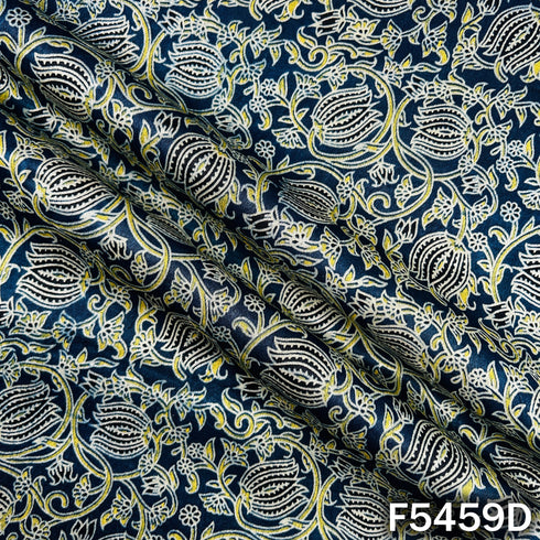 Ajrakh Print Gajji Silk Fabric - F5459