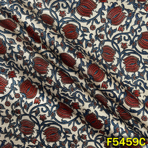 Ajrakh Print Gajji Silk Fabric - F5459