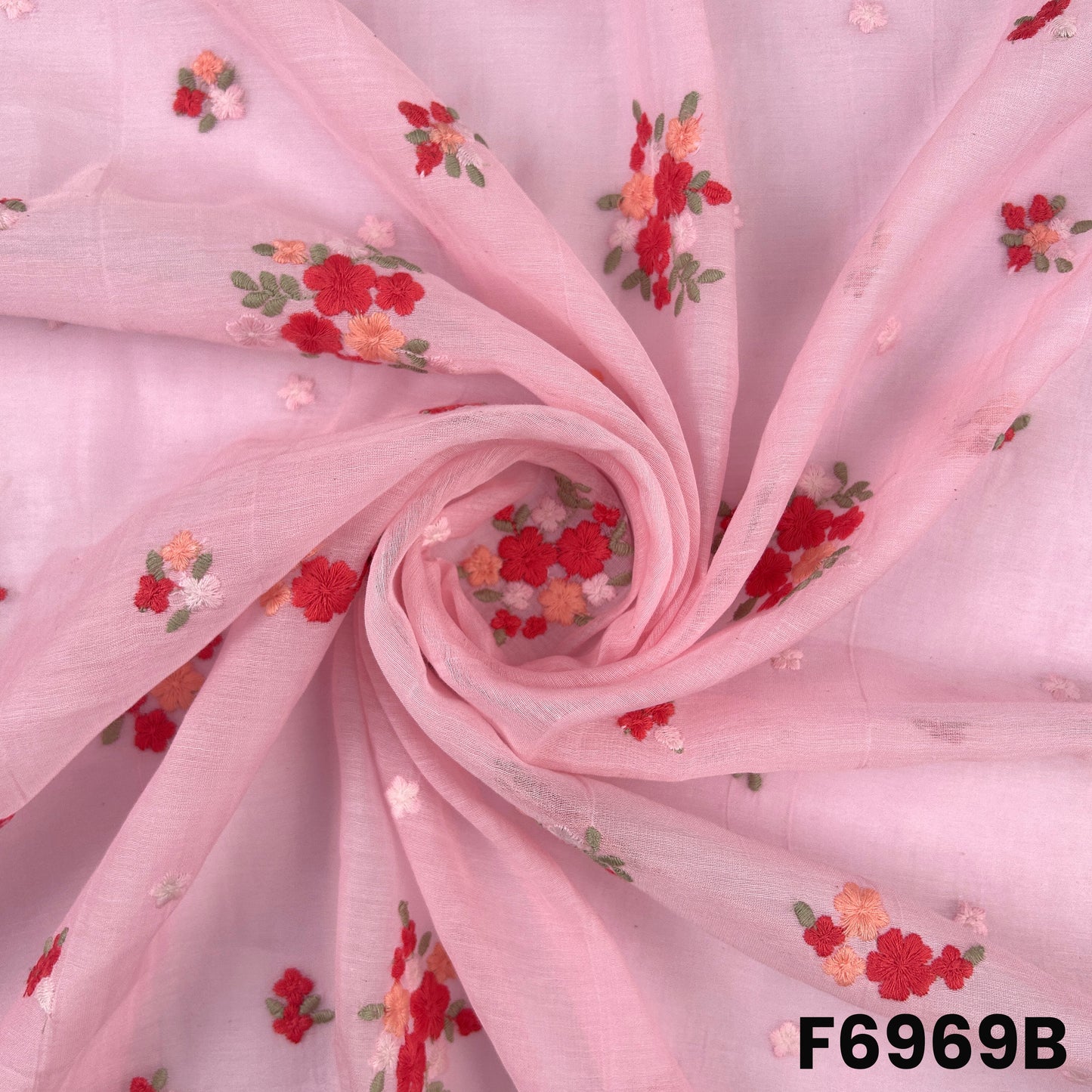 Thread Sequins Embroidered Mul Chanderi Fabric - F6969