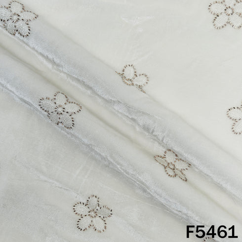 Cut Dana Thread Embroidered Velvet Fabric - F5461