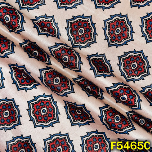 Ajrakh Print Gajji Silk Fabric - F5465