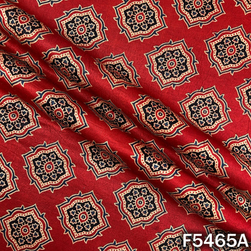 Ajrakh Print Gajji Silk Fabric - F5465