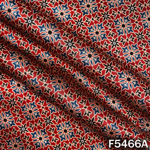 Ajrakh Print Gajji Silk Fabric - F5466