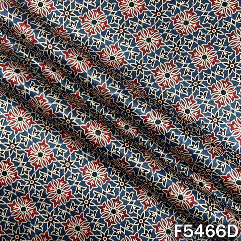 Ajrakh Print Gajji Silk Fabric - F5466