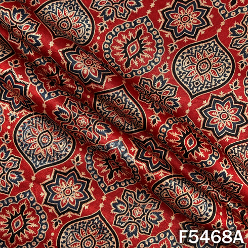 Ajrakh Print Gajji Silk Fabric - F5468