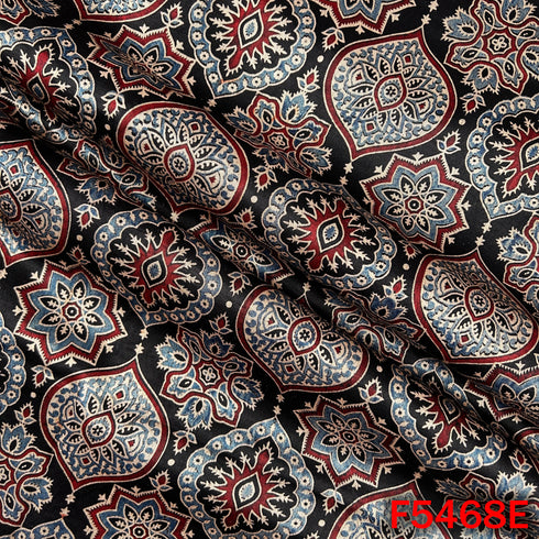 Ajrakh Print Gajji Silk Fabric - F5468