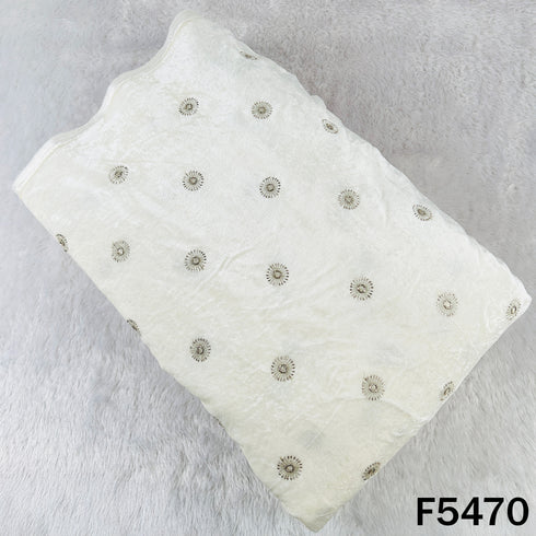 Dyeable Zari Sequins Work Velvet Fabric - F5470