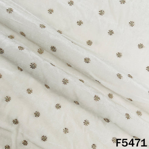 Dyeable Zari Sequins Work Velvet Fabric - F5471