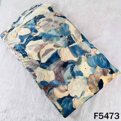 Digital Print Foil Work Velvet Fabric - F5473