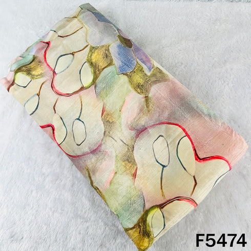 Digital Print Foil Work Velvet Fabric - F5474