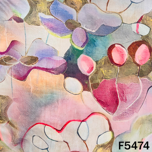 Digital Print Foil Work Velvet Fabric - F5474