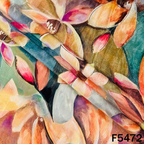 Digital Print Foil Work Velvet Fabric - F5472