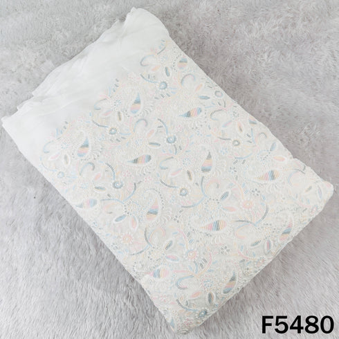 Dyeable Thread Sequins Embroidered Georgette Fabric - F5480