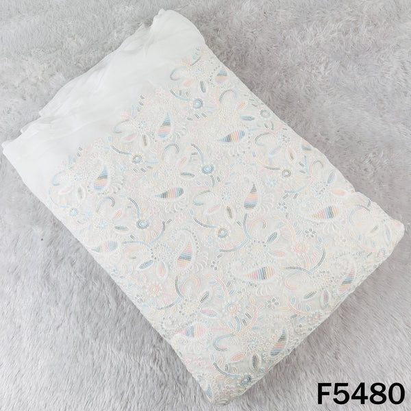 Dyeable Thread Sequins Embroidered Georgette Fabric - F5480