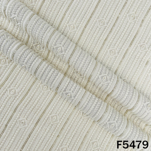 Dyeable Thread Sequins Embroidered Georgette Fabric - F5479