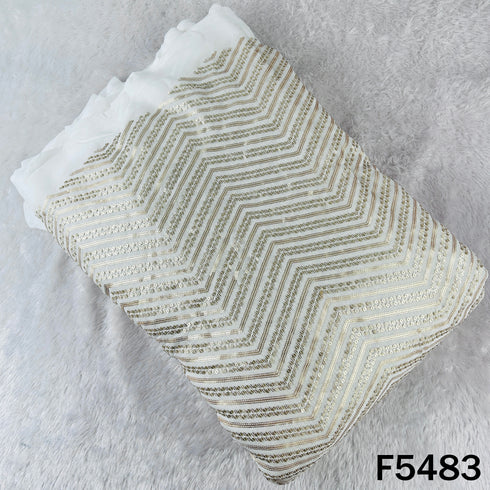 Dyeable Thread Sequins Embroidered Georgette Fabric - F5483