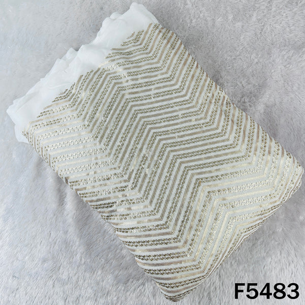 Dyeable Thread Sequins Embroidered Georgette Fabric - F5483